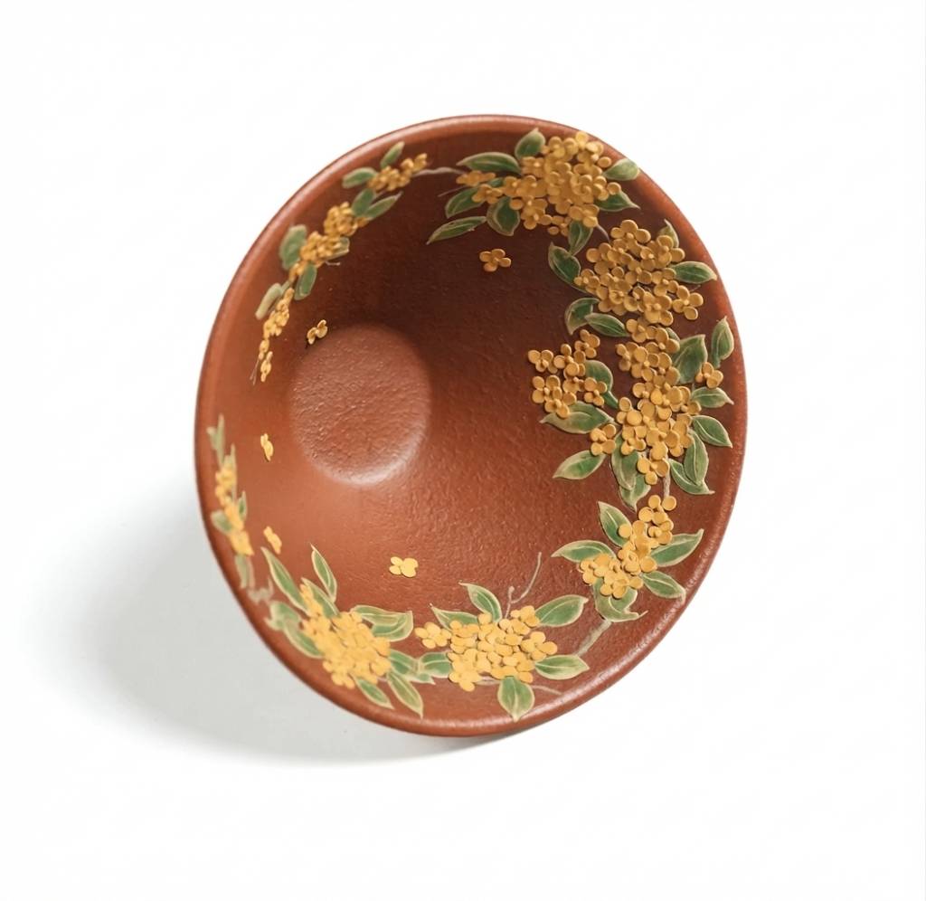 Handcrafted Yixing Zisha Clay Gongfu Tea Cup 110ml Original Red Clay with Hand Painting
