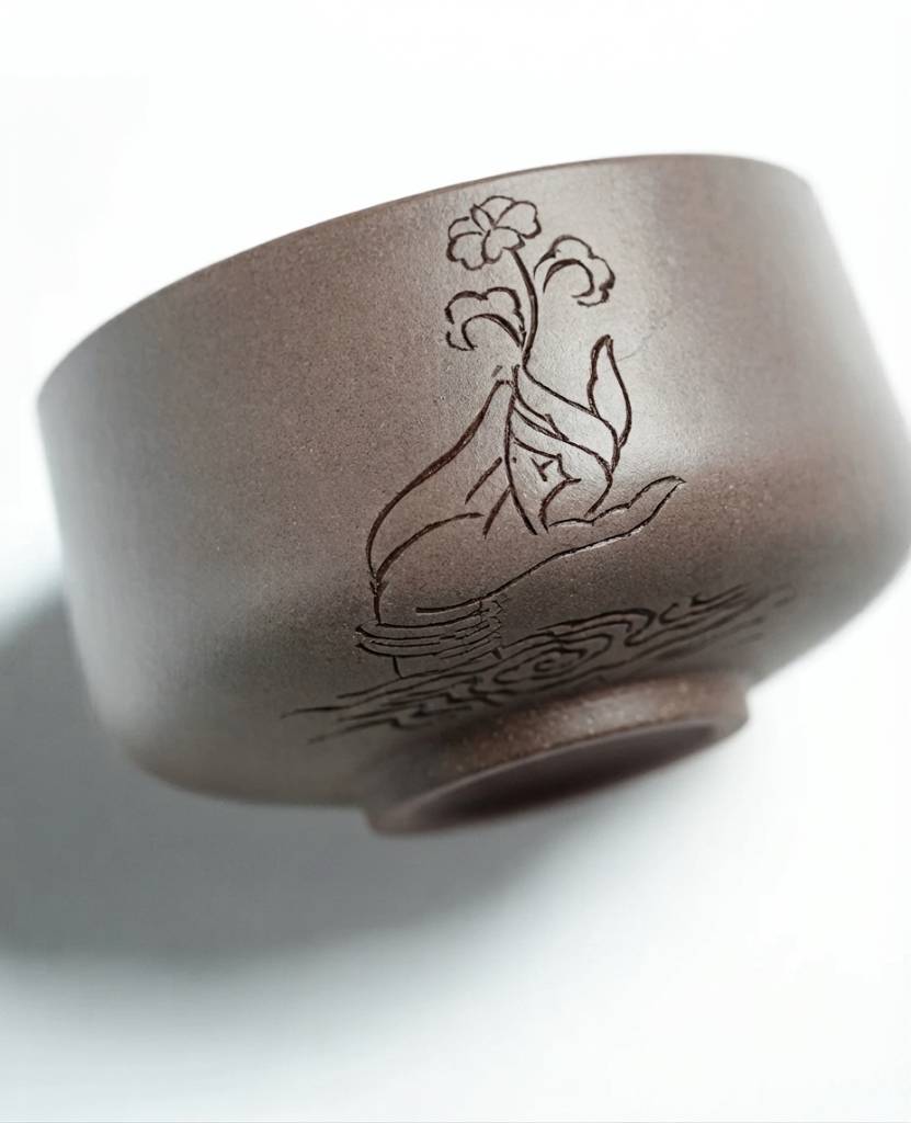 Handmade Yixing Zisha Purple Clay Gongfu Tea Tasting Cup 80ml Natural Mineral Clay