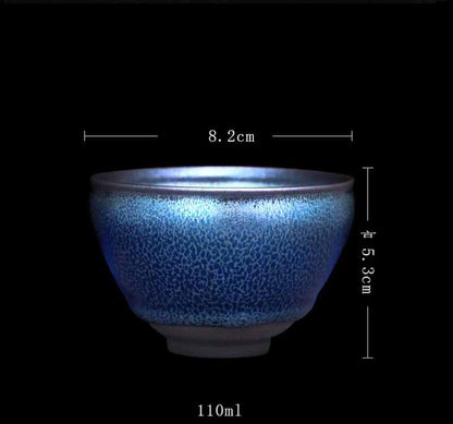 Exquisite Blue Qilin Jian Zhan Teacup - Handcrafted Porcelain from Jianyang