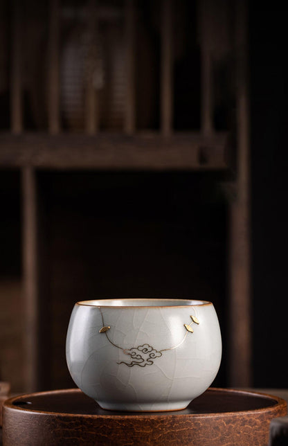 Exquisite Celadon Ruyi Teacup - Handcrafted Taiwanese Masterpiece