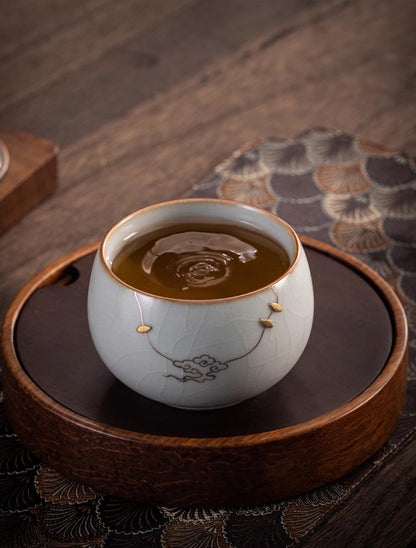 Exquisite Celadon Ruyi Teacup - Handcrafted Taiwanese Masterpiece