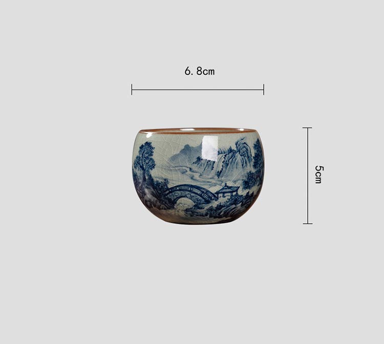 Exquisite Hand-Painted Blue and White Landscape Teacup - Jingdezhen Porcelain