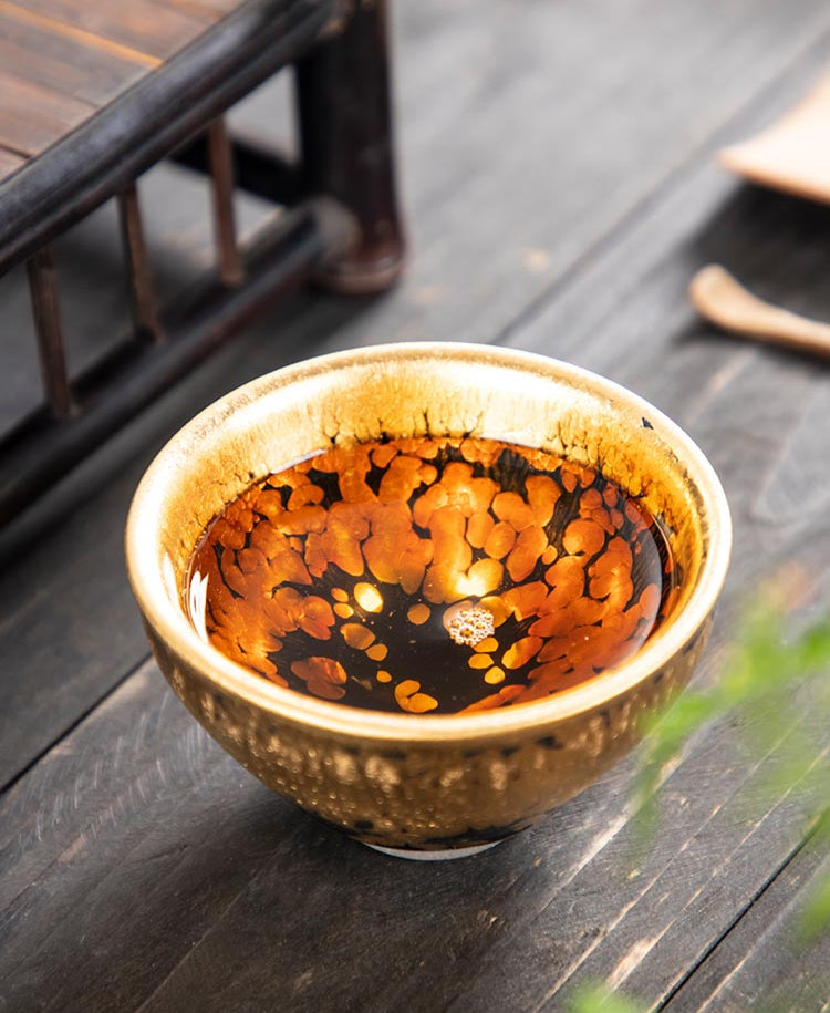 Golden Oil Drop Jian Zhan Teacup - Handcrafted Elegance from Jianyang