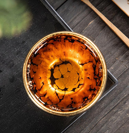 Golden Oil Drop Jian Zhan Teacup - Handcrafted Elegance from Jianyang