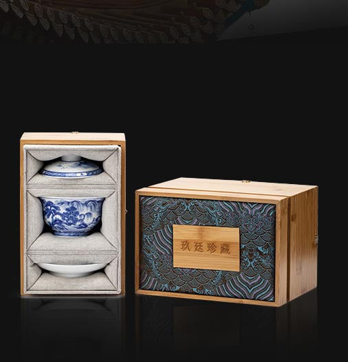 Hand-Painted Blue and White Landscape Jingdezhen Porcelain Tea Bowl - 260ml