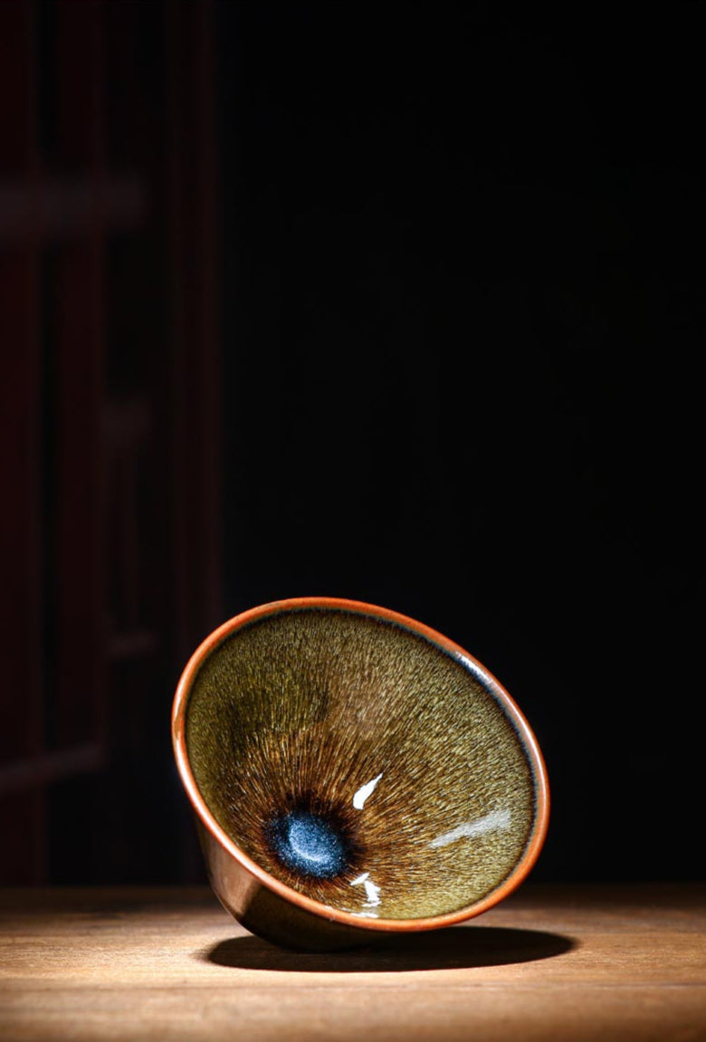 Handcrafted Jian Zhan Teacup by Master Gao Jinming - Traditional Oil Drip Glaze