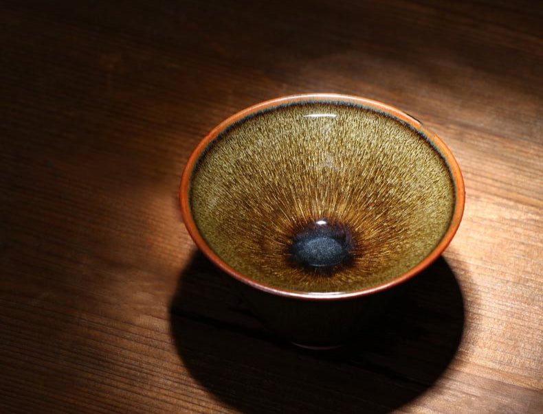 Handcrafted Jian Zhan Teacup by Master Gao Jinming - Traditional Oil Drip Glaze
