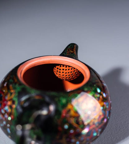 Handcrafted Lacquer Teapot - Embrace Tradition with a 250ml Green-Gold Jian Zhan Teapot