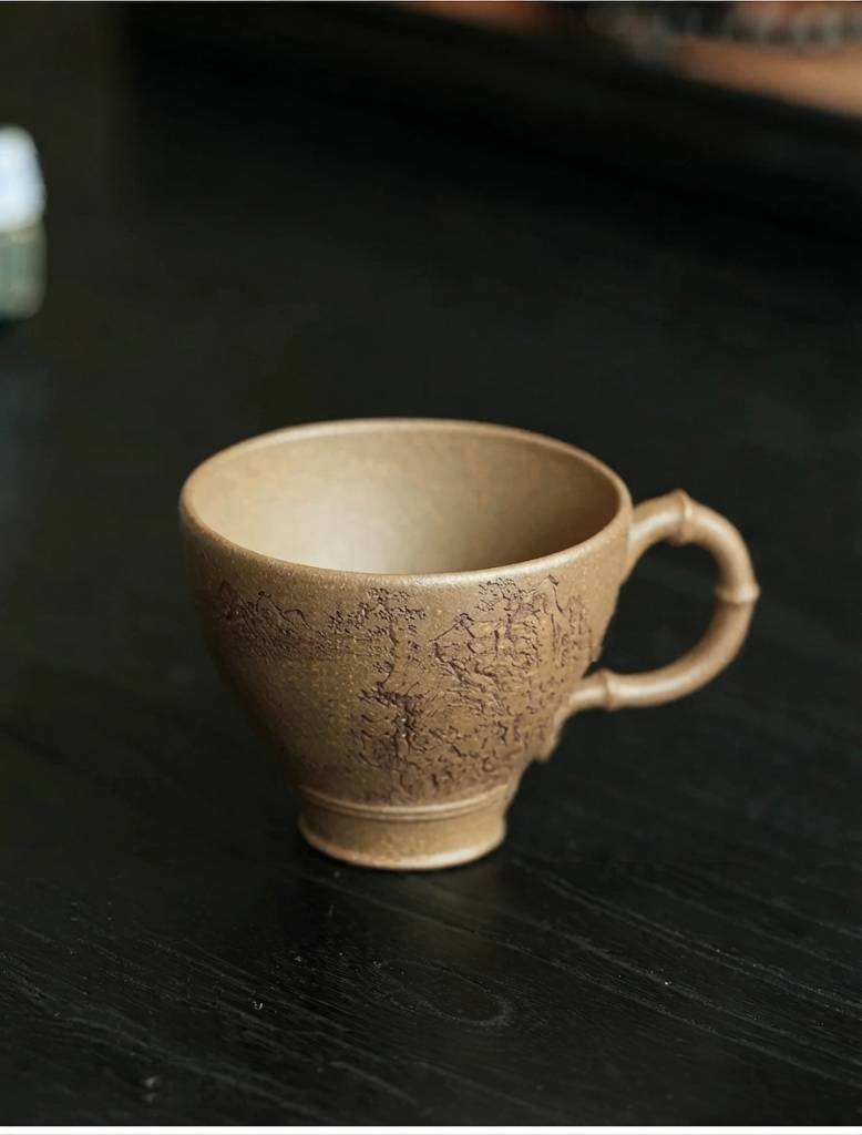 Handmade Yixing Duan Clay Gongfu Tea Cup with Autumn Handle 100ml