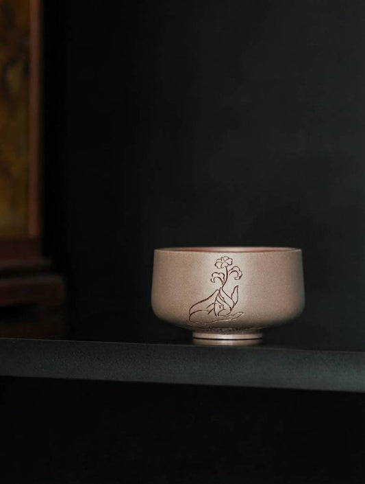 Handmade Yixing Zisha Purple Clay Gongfu Tea Tasting Cup 80ml Natural Mineral Clay
