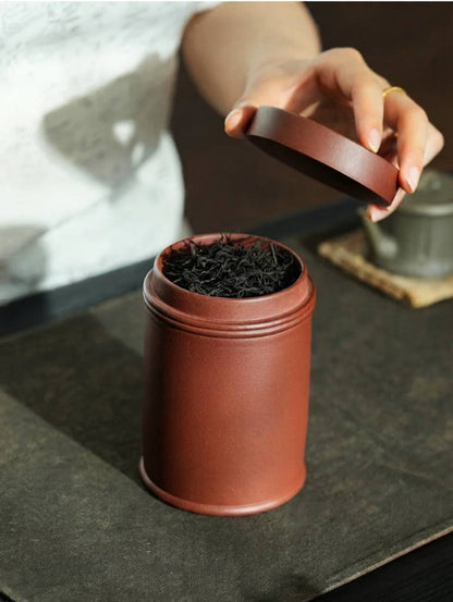 Handmade Yixing Zisha Purple Clay Tea Storage Jar with Sealed Lid
