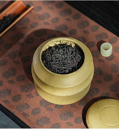 Handmade Yixing Zisha Tea Storage Jar in Natural Green Clay 300g Capacity