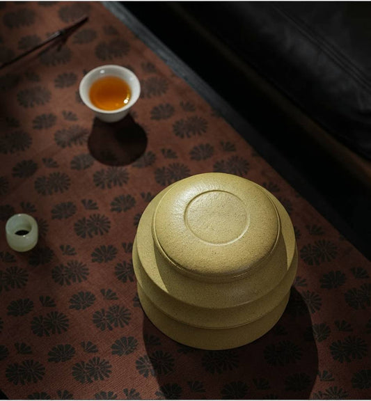 Handmade Yixing Zisha Tea Storage Jar in Natural Green Clay 300g Capacity