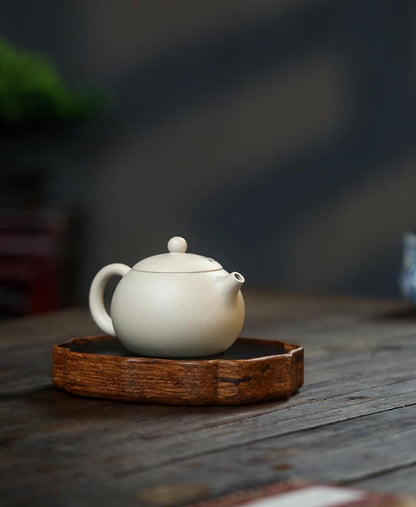 Ivory White Zisha Handmade Peony Xi Shi Teapot Set - 250cc