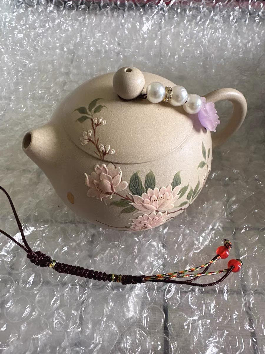 Ivory White Zisha Handmade Peony Xi Shi Teapot Set - 250cc