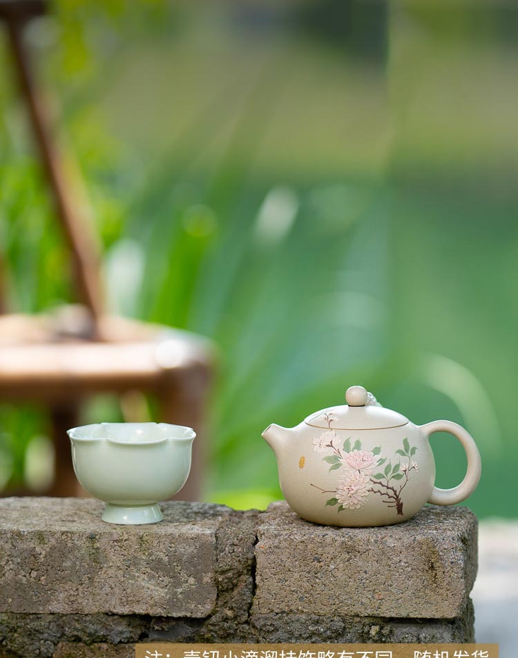 Ivory White Zisha Handmade Peony Xi Shi Teapot Set - 250cc