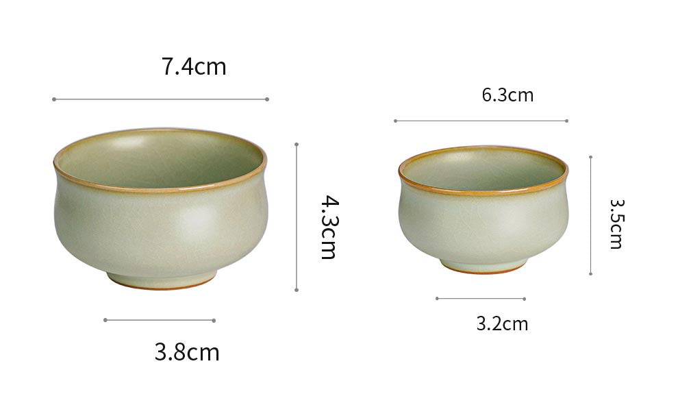 Ru-Style Celadon Teacup – Handcrafted Porcelain with Natural Crackle Glaze