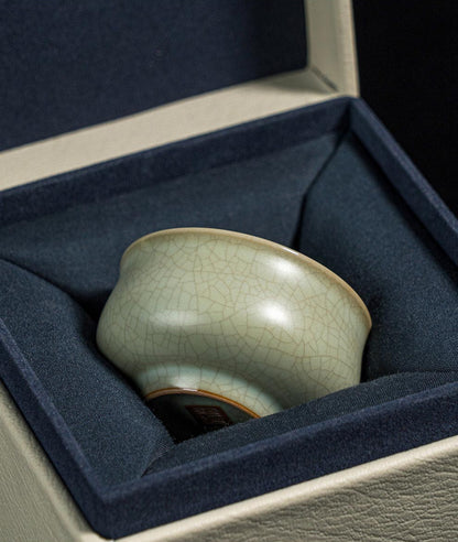 Ru-Style Celadon Teacup – Handcrafted Porcelain with Natural Crackle Glaze