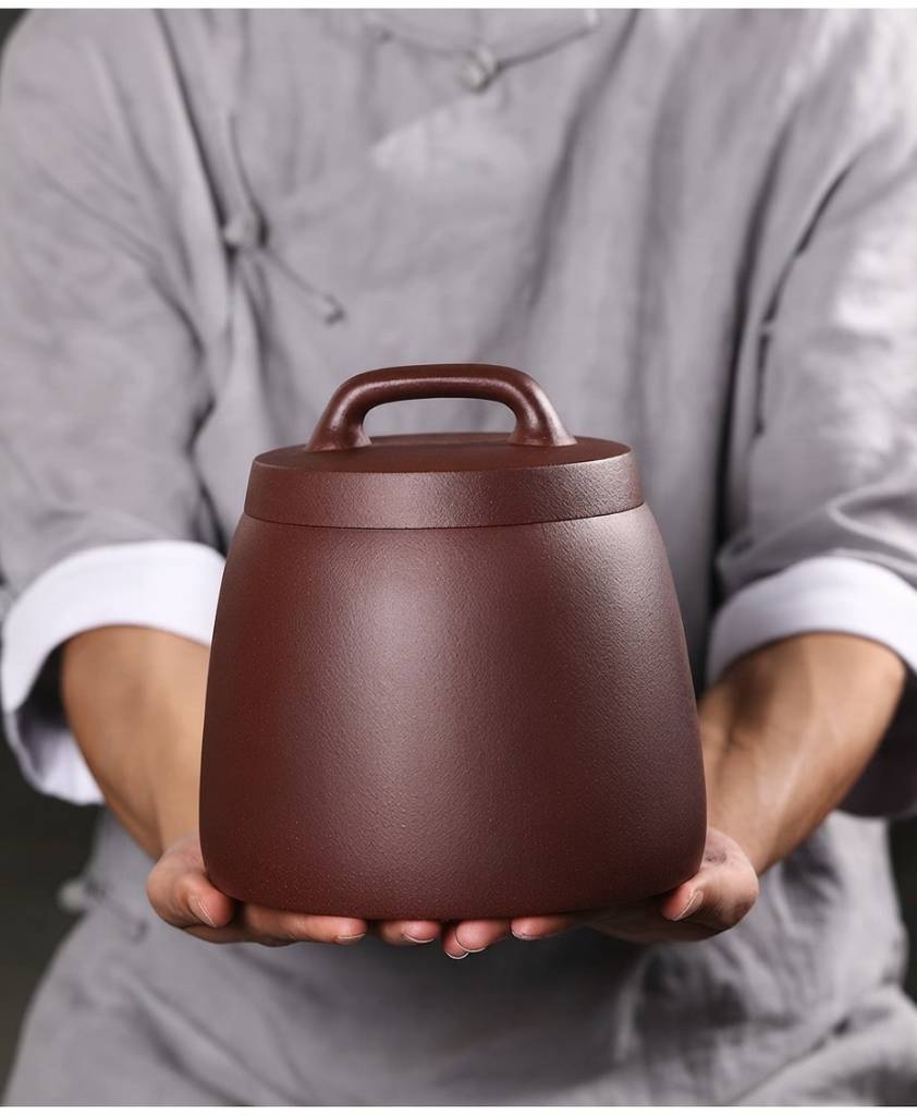 Large Thickened Yixing Purple Clay Tea Storage Jar For Pu Erh Tea 700g Capacity