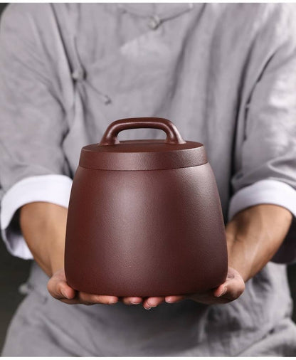 Large Thickened Yixing Purple Clay Tea Storage Jar For Pu Erh Tea 700g Capacity