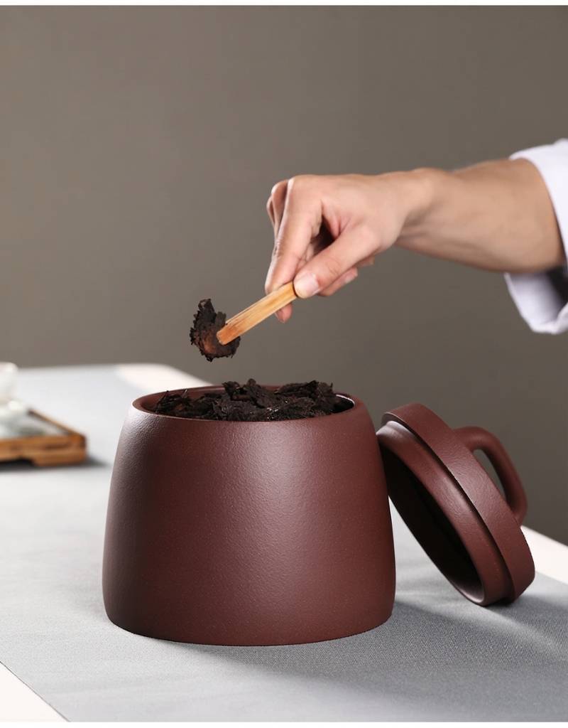 Large Thickened Yixing Purple Clay Tea Storage Jar For Pu Erh Tea 700g Capacity