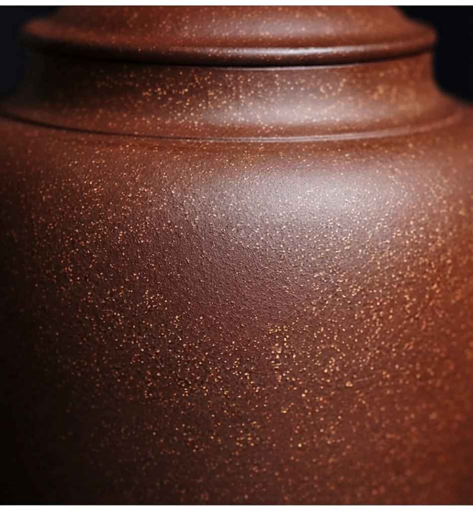 Large Yixing Zisha Clay Tea Storage Jar Handcrafted with Original Purple Clay 700g