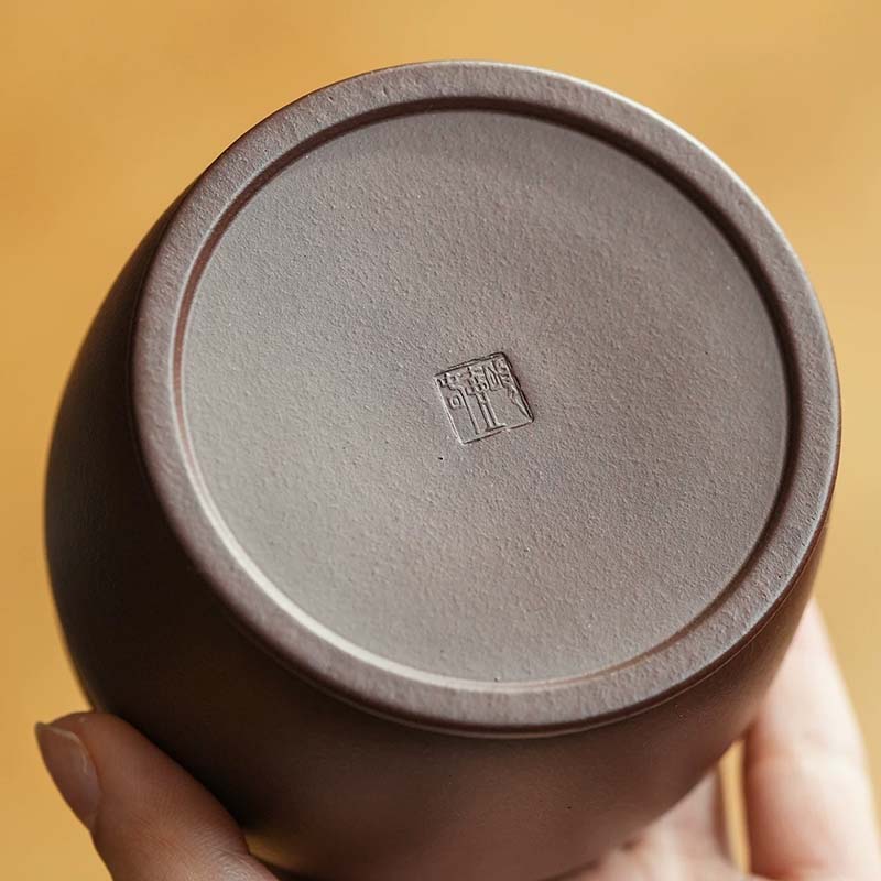 Handcrafted Yixing Zisha Small Tea Leaf Storage Jar with Engraved Design
