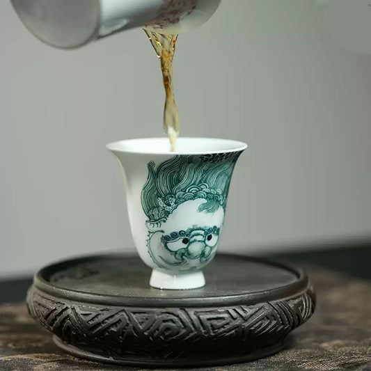 Hand Painted Blue and White Porcelain Gongfu Tea Cup 90ml by Zhang Zhigang
