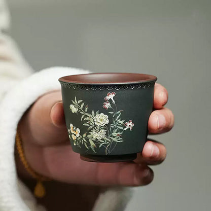 Hand Painted Yixing Zisha Clay Gongfu Tea Tasting Cup 110ml