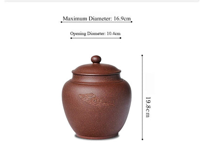 Large Yixing Zisha Clay Tea Storage Jar Handcrafted with Original Purple Clay 700g