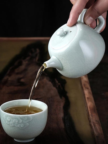 Tinghuai Ru Yao Jade-Glazed Craftsman Porcelain Teapot - Exquisite Chinese Gongfu Teaware