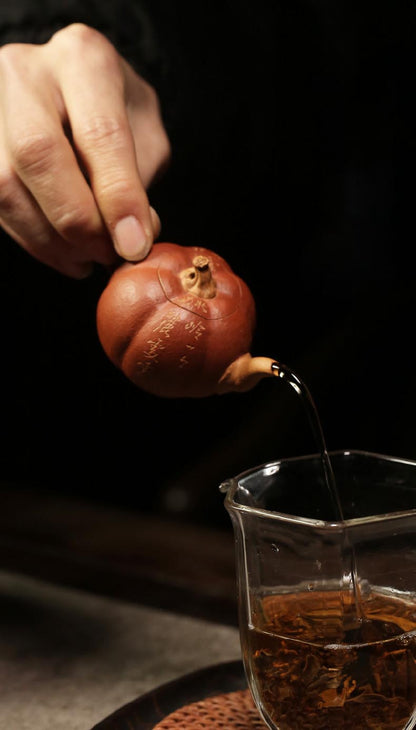 Yixing Zisha Mini Pumpkin Teapot - Handcrafted Elegance in Duan Clay