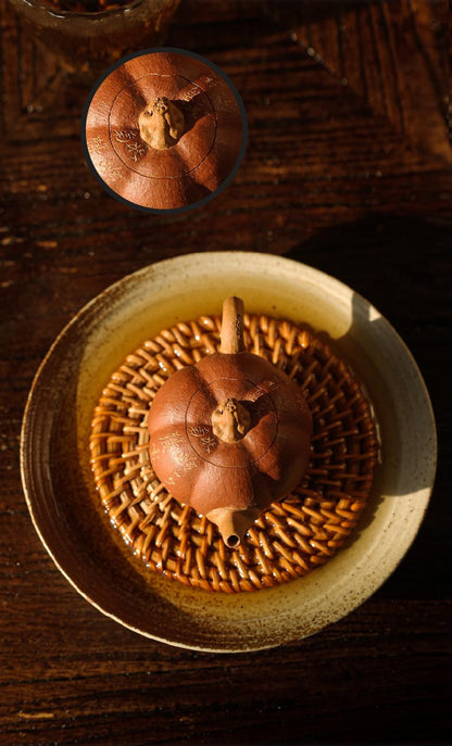 Yixing Zisha Mini Pumpkin Teapot - Handcrafted Elegance in Duan Clay