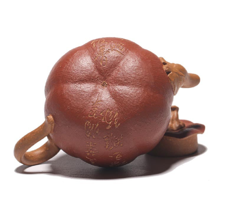 Yixing Zisha Mini Pumpkin Teapot - Handcrafted Elegance in Duan Clay