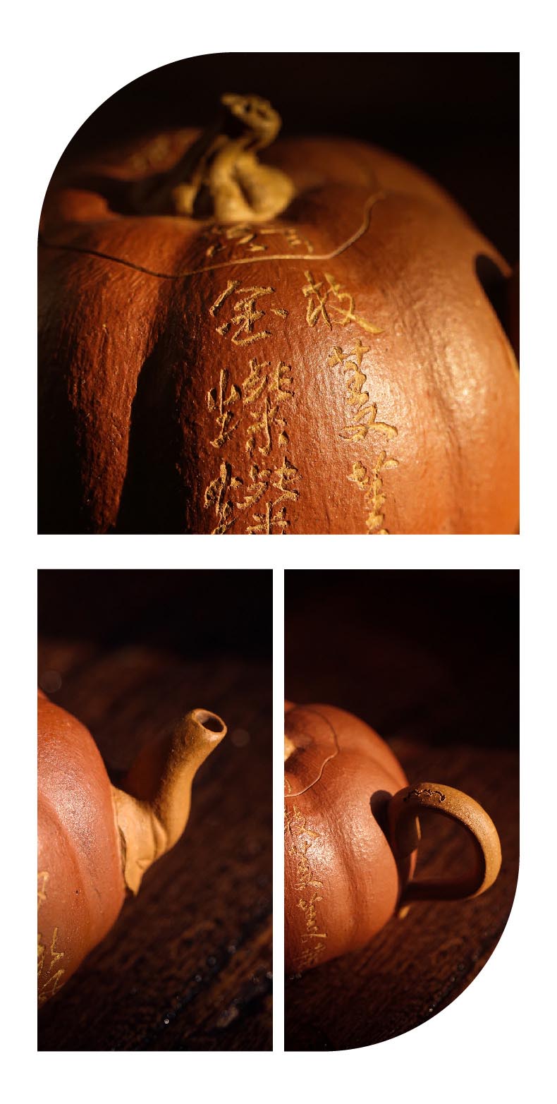 Yixing Zisha Mini Pumpkin Teapot - Handcrafted Elegance in Duan Clay