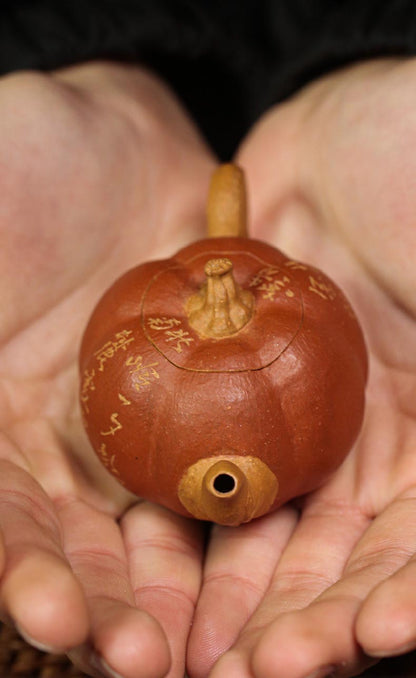 Yixing Zisha Mini Pumpkin Teapot - Handcrafted Elegance in Duan Clay