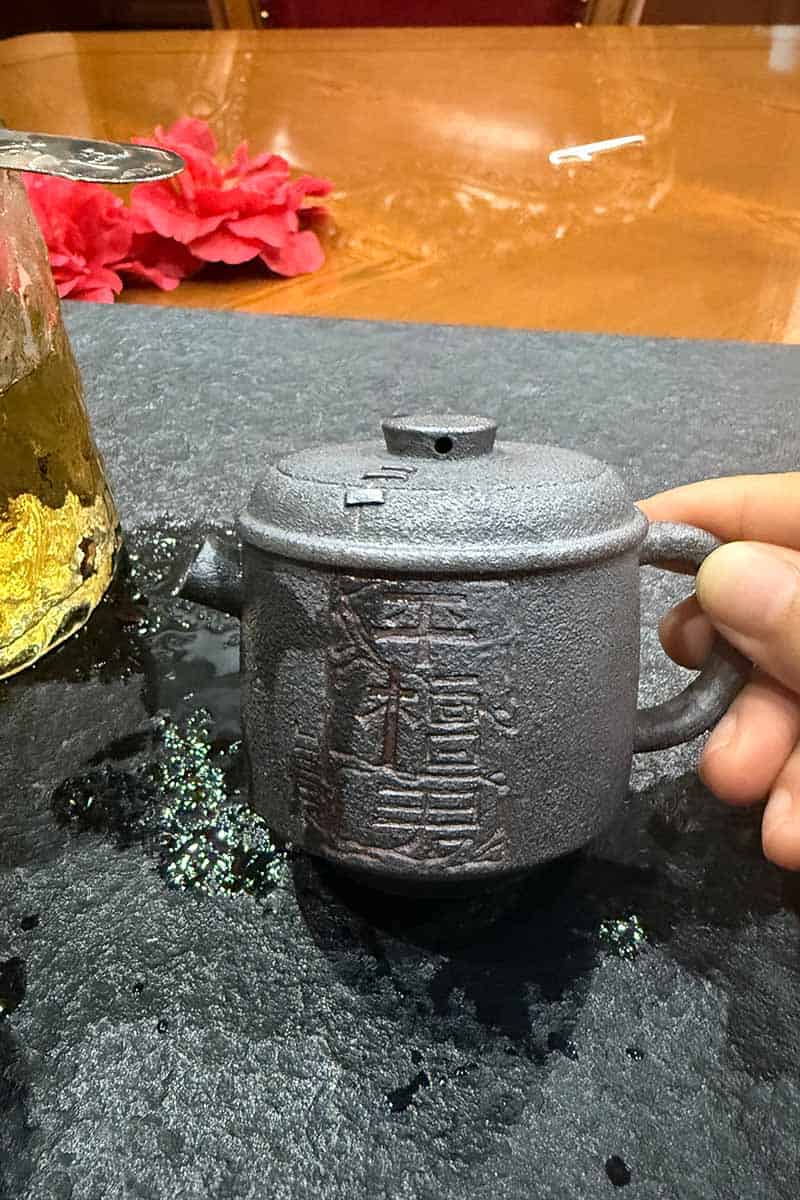 Yixing Zisha Teapot – 90ml Wood-Fired Purple Clay Pot, Handcrafted & Engraved