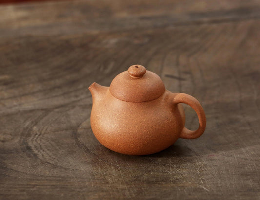 Yixing Zisha Teapot in Natural Duanni Clay - 120cc Elegant Bumpy Pomelo Design