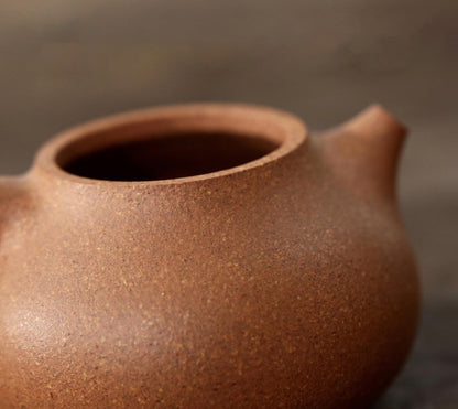 Yixing Zisha Teapot in Natural Duanni Clay - 120cc Elegant Bumpy Pomelo Design