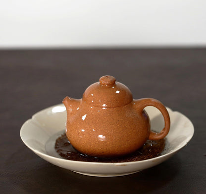 Yixing Zisha Teapot in Natural Duanni Clay - 120cc Elegant Bumpy Pomelo Design