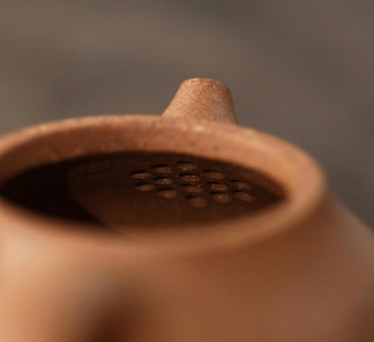 Yixing Zisha Teapot in Natural Duanni Clay - 120cc Elegant Bumpy Pomelo Design