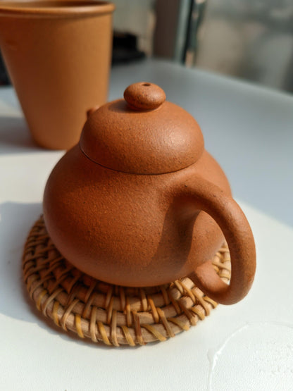 Yixing Zisha Teapot in Natural Duanni Clay - 120cc Elegant Bumpy Pomelo Design